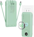 Portable Charger, 10000mAh 22.5W Power Bank Fast Charging with Wall Plug, Built-in Cables, LED Display, Compact Lightweight USB C Travel Battery Pack for iPhone 17/16, Android Cell Phone, Pad, iWatch
