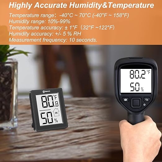 Geevon Digital Hygrometer, 3 Pack Indoor Thermometer Room Temperature Humidity Gauge with Battery,Digital Temperature Humidity Meter Indicator for Home, Office, Greenhouse, Mini Hygrometer,Black