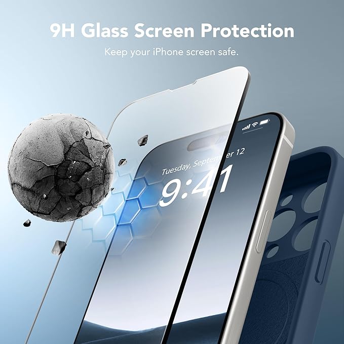 Magnetic for iPhone 15 Pro Max Case, Compatible with MagSafe, [Full Camera Protection][Screen Protector] Silicone Shockproof Protective Phone Case for iPhone 15 Pro Max 6.7", Cobalt Blue