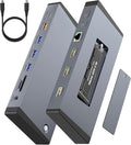 Laptop Docking Station 3 Monitors for Dell/HP/Lenovo/Mac, 15 in 1 USB C Docking Station Dual Monitor with M.2 NVMe SSD Slot, 4K@60Hz Triple Display Dock with HDMI/Displayport/PD/LAN/SD/TF/10Gbps USB