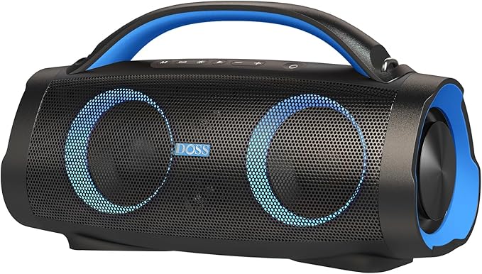 DOSS Extreme Boom Pro 100W Portable Speaker, 2+2 Channel, Deep Bass, IPX6 Waterproof, Bluetooth 5.3, 20H Playtime, Power Bank, Dynamic RGB Lights, Outdoor Speaker for Camping, Beach, Poolside - Blue