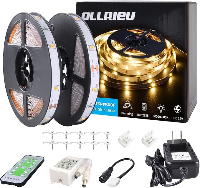 LED Strip Lights Warm White 50ft Dimmable 3000K Strip Lighting, 12V 15M 900 LEDs 2835 Flexible led Light for Bedroom, Kitchen, Home Decoration