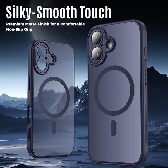 Symcele Designed for iPhone 17 Case, Compatible with MagSafe, [Camera Protection] [15FT Military Droptection] Shockproof Translucent Matte Anti-Slip Phone Case, 6.3", Deep Blue
