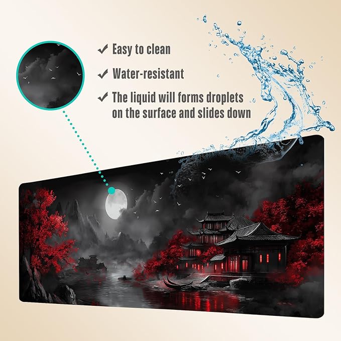 Extended Gaming Mouse Pad, Large Mouse Mat 3 mm Nature Rubber Base Mousepad with Stitched Edges, Non-Slip Desk Mat for Office Home Great Gift 31.5x11.8 Inch (Dark Canyon 5)