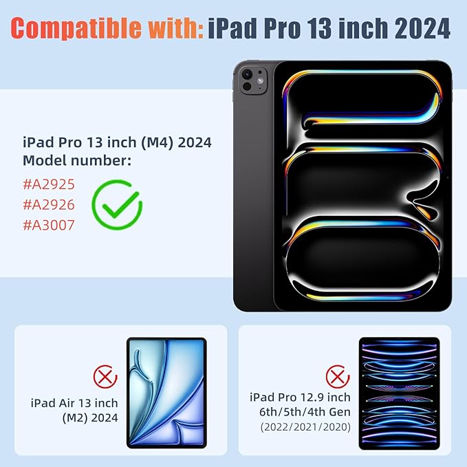 New Compatible with iPad Pro 13 inch Case M5 2025/M4 2024 with Built-in Pencil Holder, Kidopire for iPad Pro 13 Case with Hard Clear Back Shell, Support Pencil Pro, Auto Wake/Sleep, Light Gray