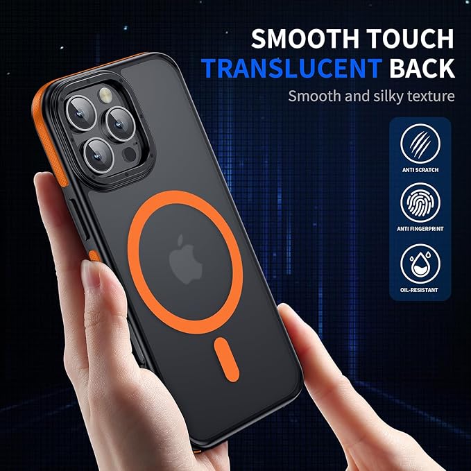 Strong Magnetic for iPhone 16 Pro Max case [10Ft Military-Grade Protection] Compatible with fit MagSafe Shockproof Slim Thin Cover case for iPhone 16 Pro Max 6.9 inch, Bumper Orange