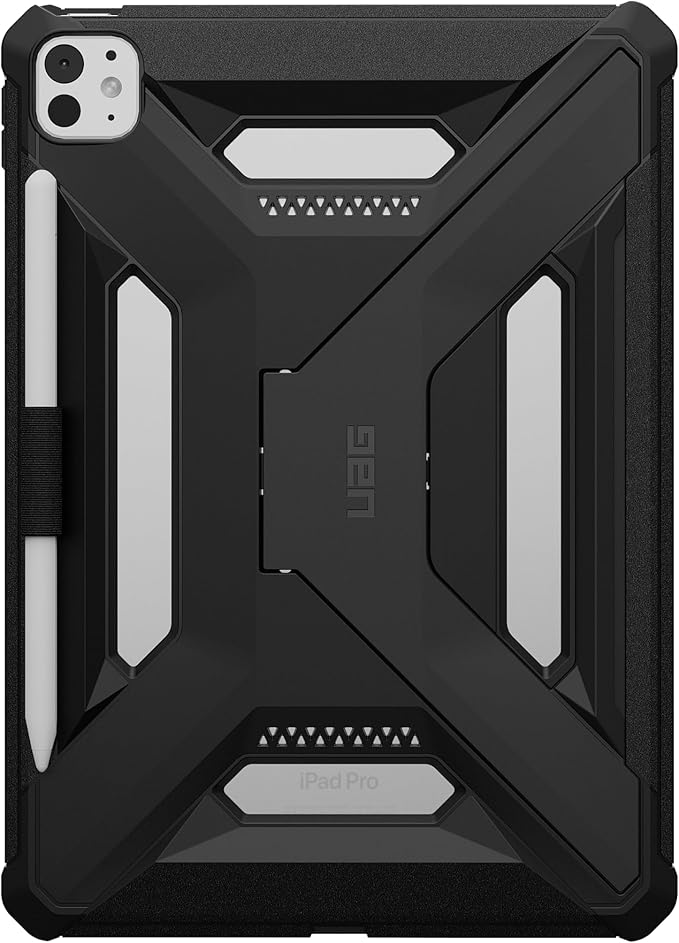 URBAN ARMOR GEAR UAG Designed for iPad Pro 11" 6th Gen 2025 M5, 5th Gen 2024 M4 Case A3357 A3358 A3359 - Rugged Protective Cover with Kickstand and Pencil Holder Scout Plus Black