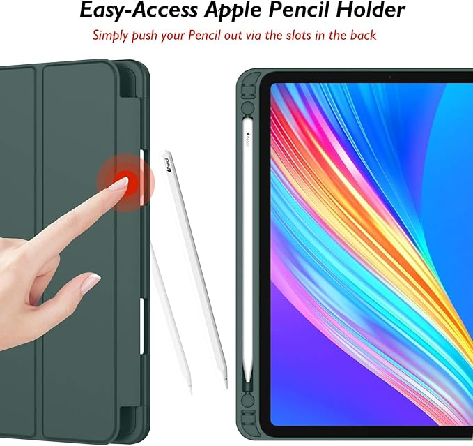 iMieet iPad Pro 13 Inch Case (M5/M4) 2025/2024 with Pencil Holder, Trifold Stand Smart Case with Soft TPU Back, Auto Wake/Sleep (Midnight Green)