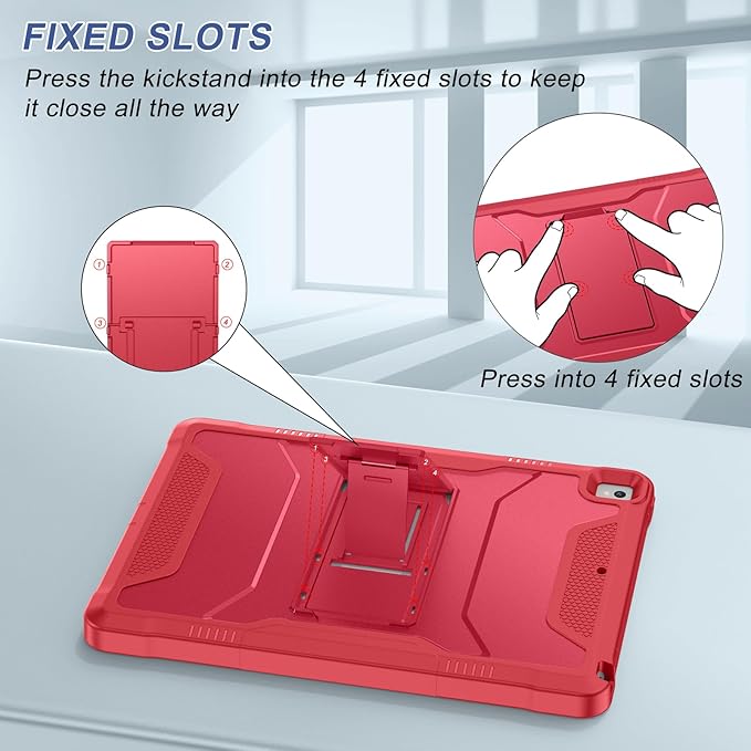 Soke Case for iPad 6th/5th Generation 9.7 Inch 2018/2017,with Built-in Screen Protector and Kickstand, Rugged Full-Body Heavy Duty Protective Cover for Apple iPad Air 2 /Pro 9.7 - Burgundy Red