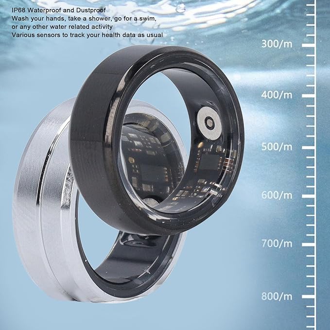 Smart Health Ring, IP68 Waterproof Ultralight Fitness Tracker Ring, Rechargeable Sports Monitor Tracker Pedometer Sleep Tracking 24 Hour Heart Rate Monitoring