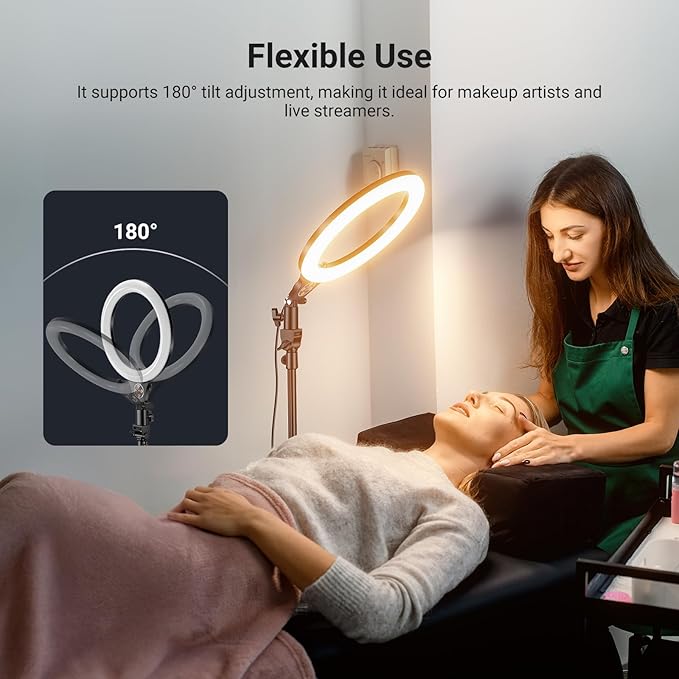 NEEWER ENTRY LEVEL VERSION 10.5" 10W Ring Light with 66" Tripod Stand, Overhead Phone Holder Mount Compatible with iPhone, Bi Color CRI85+ LED Selfie Lighting for TikTok Video Recording Streaming, N43