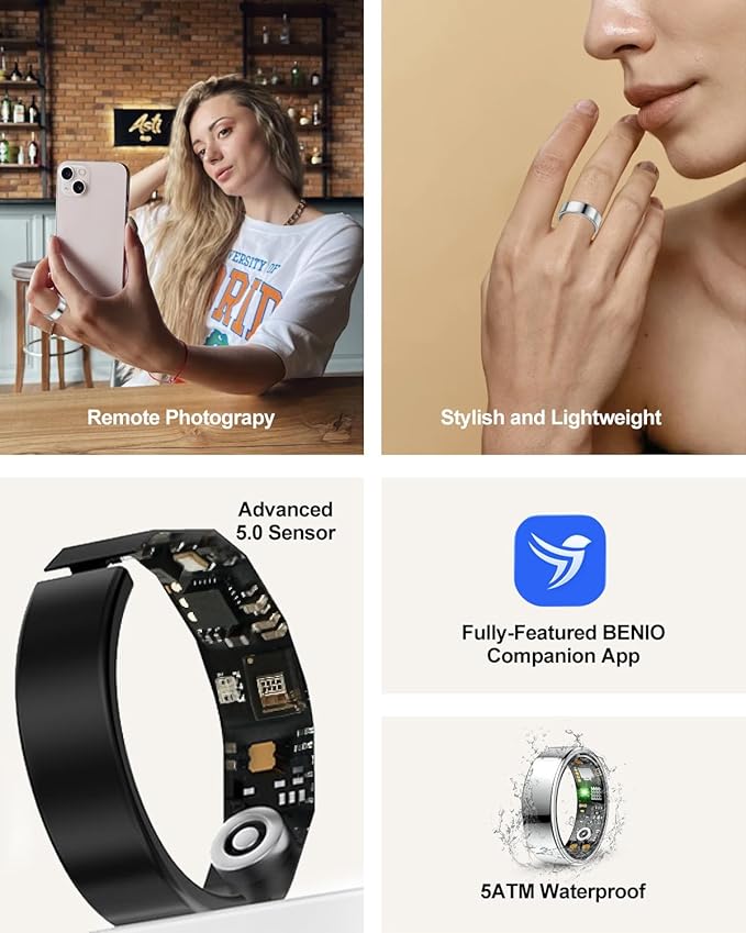 Benio Gen4 Smart Ring,2026 Upgraded,Smart Health Ring for Women Men Fitness Tracker with Heart Rate,Blood Oxygen,Sleep Monitoring,Step Counting,No Subscription