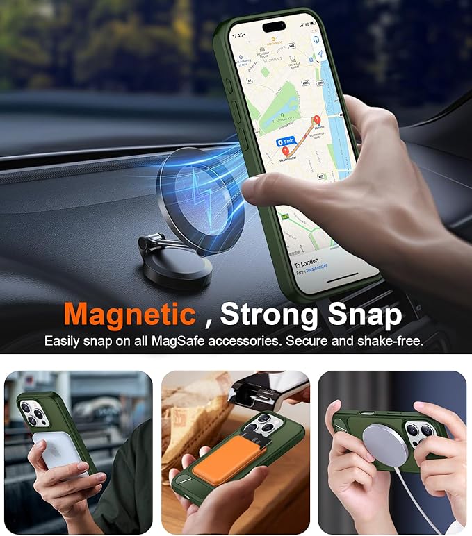 Magnetic Compatible with iPhone 16 Pro Case, [Built-in Invisible Kickstand][Compatible with MagSafe][Military Grade Shockproof] Slim Translucent Matte Phone Case for iPhone 16 Pro 6.3"