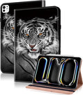 Case for iPad Pro 13 inch (M5/M4) 2025/2024, Premium Leather Folio Stand Protectors Cover with Auto Wake/Sleep, Pencil Holder, Hand Strap and Card Slots - Black Tiger