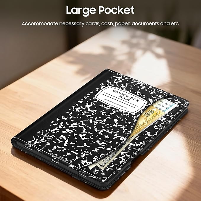 Fintie Case for Samsung Galaxy Tab S11 5G 11 Inch 2025 Model (SM-X730/X736B) with S Pen Holder, Multi-Angle Viewing Soft TPU Back Cover with Pocket, Auto Wake/Sleep, Composition Book