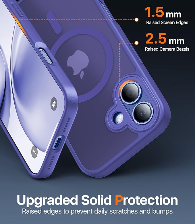 Magnetic for iPhone 17 Case,[Anti-Slip][Compatible with MagSafe][Military Grade Drop Protection] Shockproof Protective Translucent Matte Phone Case for iPhone 17 Case,Cobalt Blue