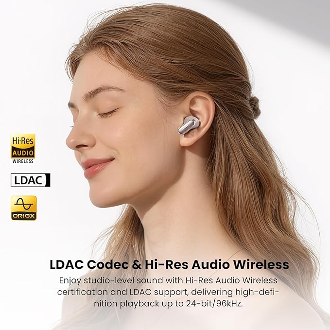 TOZO NC20 Pro Active Noise Cancelling Wireless Earbuds with Smart Touch Screen, LDAC Hi-Res Audio, Stereo Bass, 6 Mics AI Call Ear Buds, 80H Playtime, IPX8 Waterproof, 32 EQ via App, Wireless Charging
