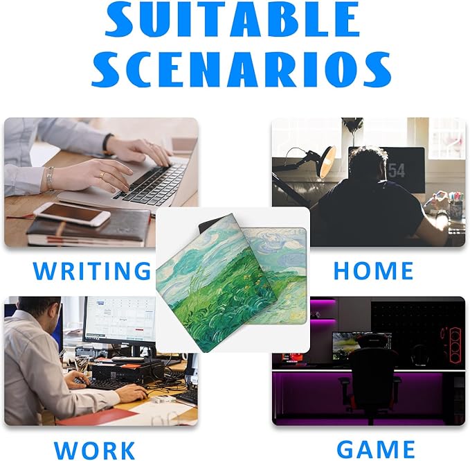 Desk Mat, Field Landscape Oil Painting Extended Gaming Mouse Pad Large, 31.5"x11.8" Big Mouse Pad with Non-Slip Base and Stitched Edge, Long Computer Keyboard Mouse Mat for Home Office Work
