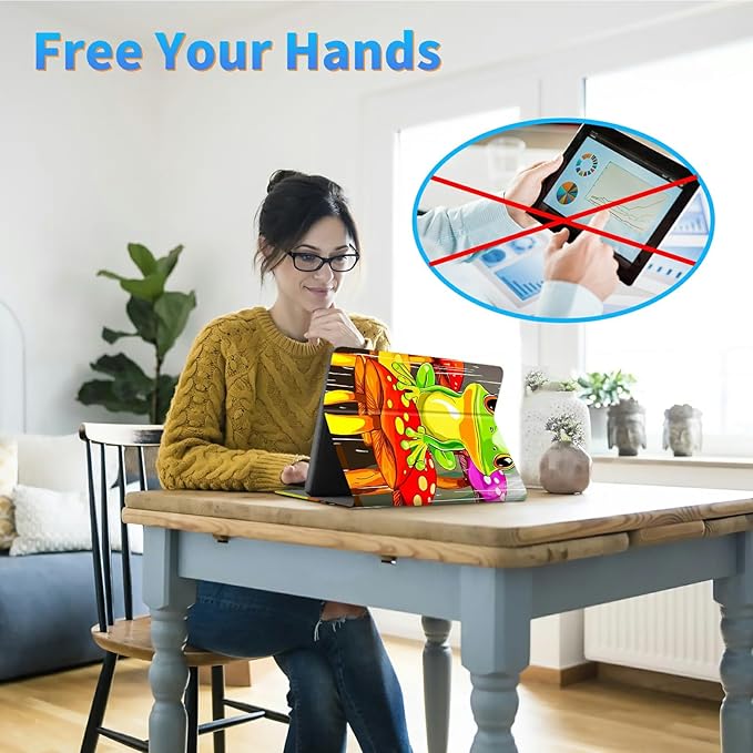 for Kindle Scribe 10.2 Inch 2022/2024 Released Tablet Case, Slim Kickstand Stand Leather Smart Cover with Auto Wake/Sleep, Green Frog Mushroom