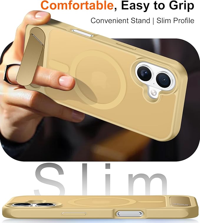 Magnetic Compatible with iPhone 16 Case, [Built-in Invisible Kickstand][Compatible with MagSafe] [Military Grade Shockproof] Slim Translucent Matte Phone Case for iPhone 16 6.1"