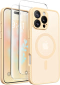 CAPRARO Magnetic Compatible with iPhone 16 Pro Case, Upgraded [Full Camera Protection] [Compatible with MagSafe] Protective Translucent Matte Women Girl Phone Case Cover, Tangerine