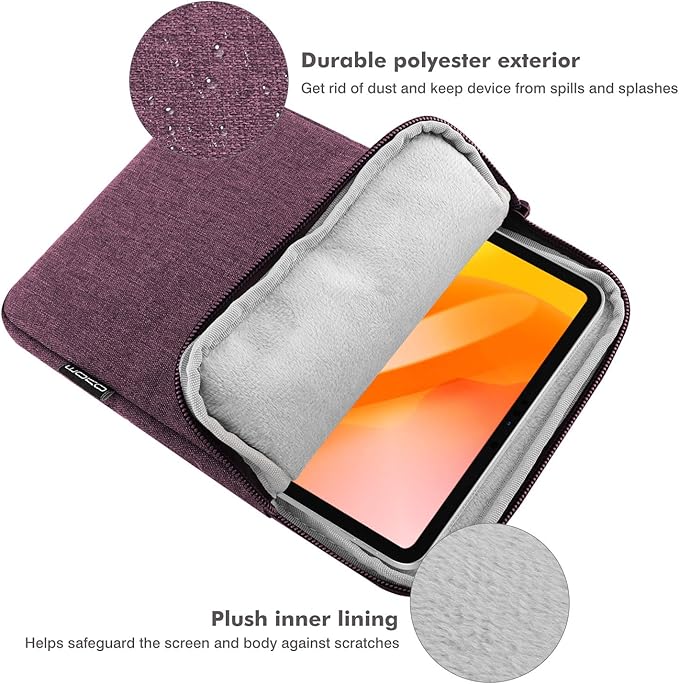 MoKo 13 Inch Tablet Sleeve Fits New 13inch iPad Air M4 2026, iPad Pro M5/M4/Air M3/M2 13", iPadPro 12.9", Galaxy Tab S8+/S9+ 12.4", Polyester Bag Fit with Apple Pencil or Smart Keyboard, Purple