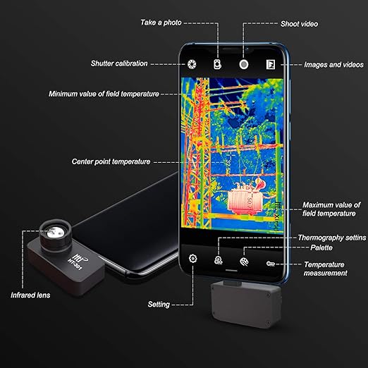 384 x 288 IR Resolution Infrared Thermal Imaging Camera for Android Smartphones, USB or Type-C with 25 HZ, Hti-Xintai Thermal Imaging Camera