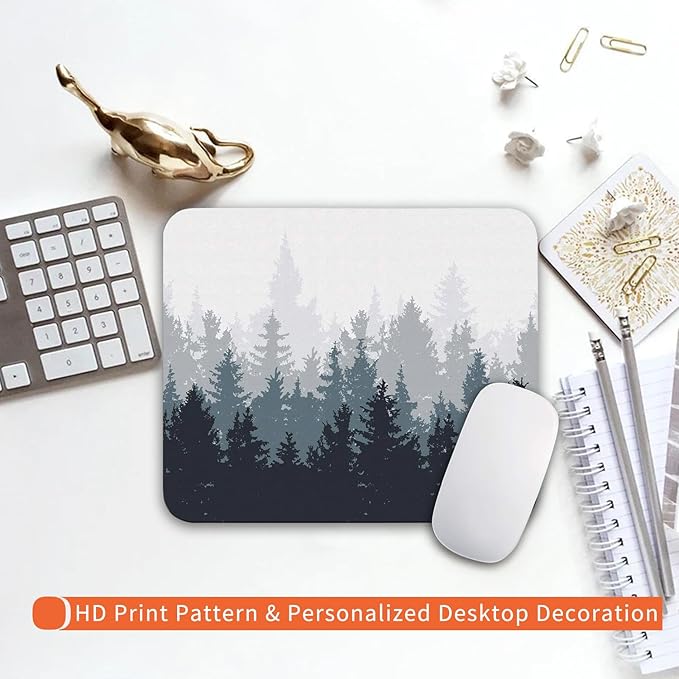 Square Mouse Pad Forest, Personalized Premium-Textured Custom Mouse Mat Design, Washable Mousepad Cloth, Non-Slip Rubber Base Computer Mouse Pads for Wireless Mouse