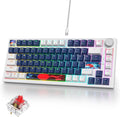 75% Mechanical Gaming Keyboard, Hot Swappable RGB Backlit Custom Keyboard with Knob, Gasket Mount USB Wired, 82 Keys White Blue Linear Red Switch (82 White Blue)