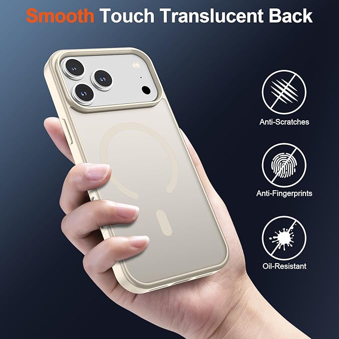 SUPFINE Magnetic for iPhone 17 Pro Max Case (Compatible with MagSafe)(Military Grade Drop Protection) Translucent Matte Shockproof with Anti-Fingerprint Phone Cover,Antique White