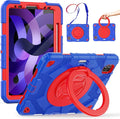 SCSVPN Kids Case for iPad Air 5th/4th Generation 10.9-inch 2022/2020 & iPad Pro 11'' 4th/3rd/2nd/1st Gen 2022 2021 2020 2018 Protection Case with Pen Holder, Stand, Handle, Shoulder Strap, Red Blue