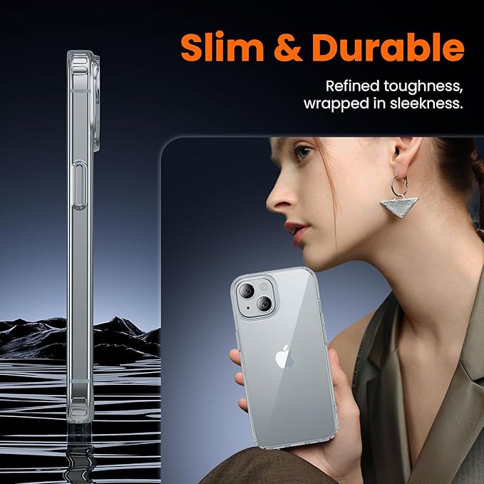 toushion 3 in 1 for iPhone 15 Plus Case Clear,[Yellowing-Resistant Acrylic Back] Screen Protector *1 & Camera Lens Protector*1, Shockproof for iPhone 15 Plus Phone Case 6.7 inch Clear