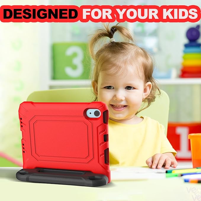 YIHE Kids Case for 8.3 inch iPad mini 7 (A17 Pro) 2024 & iPad mini 6 (A15) 2021, Shockproof Cases for iPad mini 7th/6th Generation with Built-in Screen Protector & Handle Stand, Red&Black