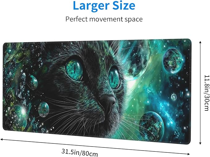 Cat Moon Mouse Pad Extended Large Gaming Mouse Pad XL Stitched Edges for Gamer Home Office 31.5 X 11.8 Inch