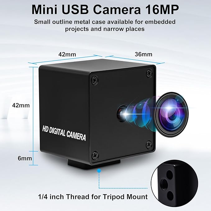 SVPRO 16MP Autofocus USB Camera, 4K UHD External Webcam for Computer, Laptop, IMX298 CMOS Sensor, UVC, Plug & Play, 68 Viewing Angle, Home Surveillance, 3D Printer Monitoring
