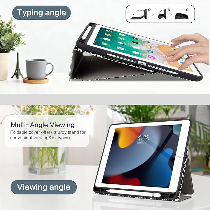 Vimorco Case for iPad Air 3rd Gen 2019,for iPad Pro 10.5 inch 2017/2019,for iPad 9th/8th/7th Generation 10.2 inch,4 Viewing Angles,Pencil Holder,Full Protective Cover,Auto Sleep/Wake,Composition Book