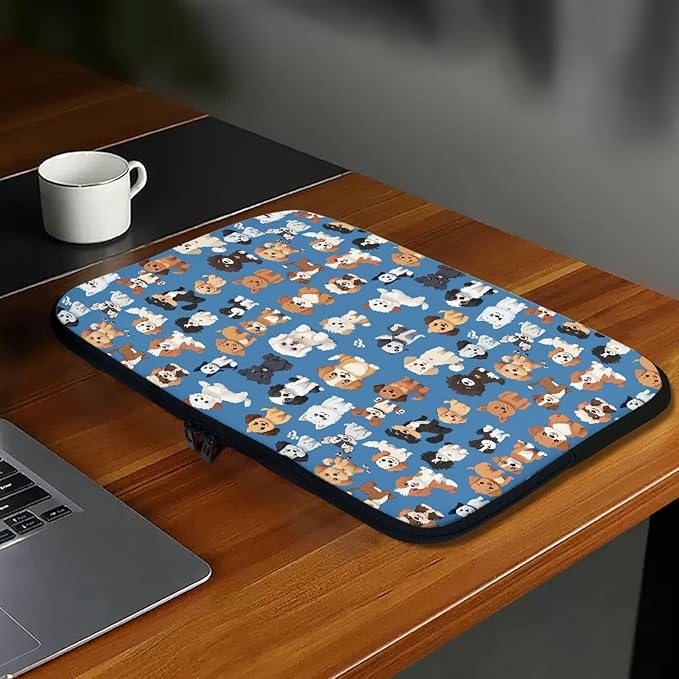 Puppy Dog Laptop Sleeve for Women Teen Girls 12inch Laptop Protector with Multiple Uses Lightweight Computer Sleeve Cute Tablet Bag Laptop Carrying Case Blue