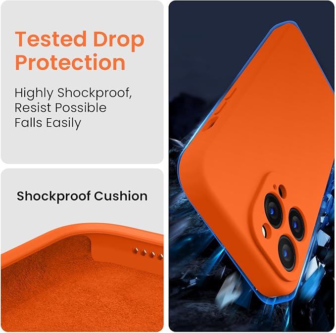 FireNova Designed for iPhone 14 Pro Max Case, Silicone Upgraded [Camera Protection] Case, Soft Anti-Scratch Microfiber Lining Inside, 6.7 inch, Neon Orange