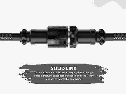 Ranked Coiled Keyboard Cable | Handcrafted Double-Sleeved Braided Cable | USB Type C to A | 5-Pin Aviator Connector for Custom Mechanical Gaming Keyboard | Support Fast Charge 20W (Black)