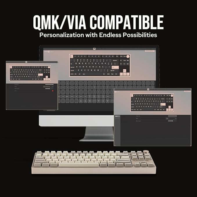 EPOMAKER P87 TKL Aluminum Wireless Gaming Keyboard, QMK/VIA Programmable, 87% BT/2.4Ghz/USB-C, with CNC Metal Knob and RGB Backlight (Khaki, Zebra Switch)