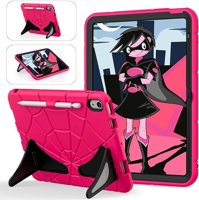 AKABEILA Compatible with Apple iPad (2026) 12th A19/iPad (2022) 10th/iPad (2025) 11th A16 Tablet Case，Lightweight Protective Cover with Kickstand for Kids Children Boys Babies Strawberry Black