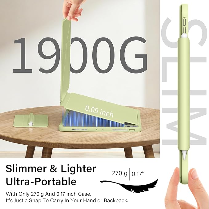 for iPad Pro 13 Inch Case (M5/M4) 2025/2024, Detachable Powerful Magnetic Attachment, Multiple Folding Stand, Slim Rebound Protection Cover, Auto Sleep/Wake, Green
