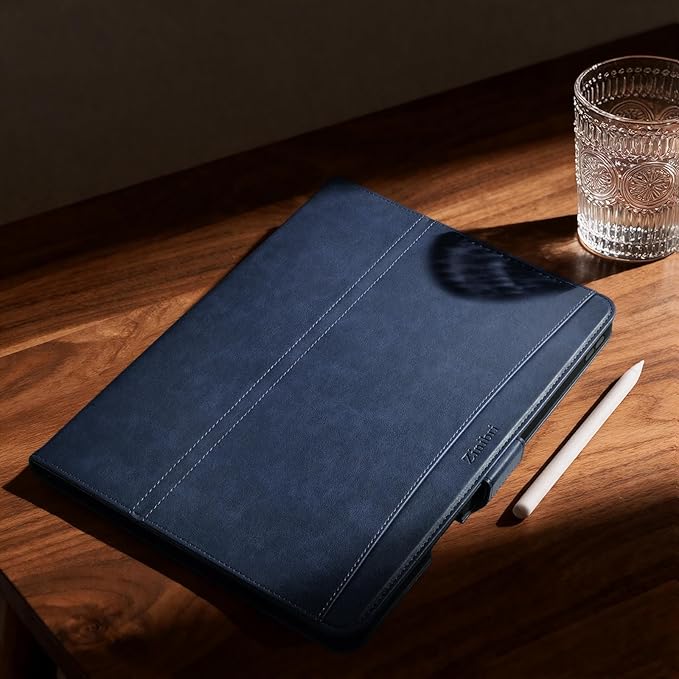 Handcrafted Case for iPad Air 13 Inch M4/M3/M2 (2026/2025/2024) with Pencil Holder & Hand Strap & Pocket,Magnetic Clasp,Multi Angles Stand,Protective Folio Cover,Auto Sleep/Wake,Dark Blue