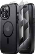Tigowos for iPhone 15 Pro case,Compatible with MagSafe,[15FT Drop Resistant][2 Tempered-Glass Screen Protectors] Matte Skin-Feeling Shockproof case for iPhone 15 Pro Cases 6.1"，Matte Black