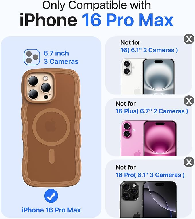 Magnetic for iPhone 16 Pro Max Case[Compatible with MagSafe][Military-Grade Drop Protection][Anti-Yellowing]Shockproof Protective Translucent Matte Cover for iPhone 16 Pro Max Phone Case,Brown