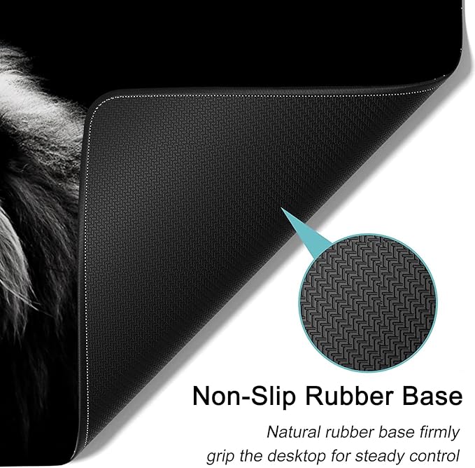 Large Mouse Pad, 31.5 x 11.8in Extended Gaming Mouse Pad with Stitched Edges, XXL Mousepad Protector Non Slip Rubber Base for Office and Home Writing Mat, Fierce Lion Pattern Black Desk Mat