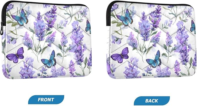 Lavender Laptop Case Sleeve, Butterfly Lavender Pattern Purple Shockproof Protective Computer Carrying Cover, Briefcase Handbags 13-13.3inch Laptop Sleeve Bag