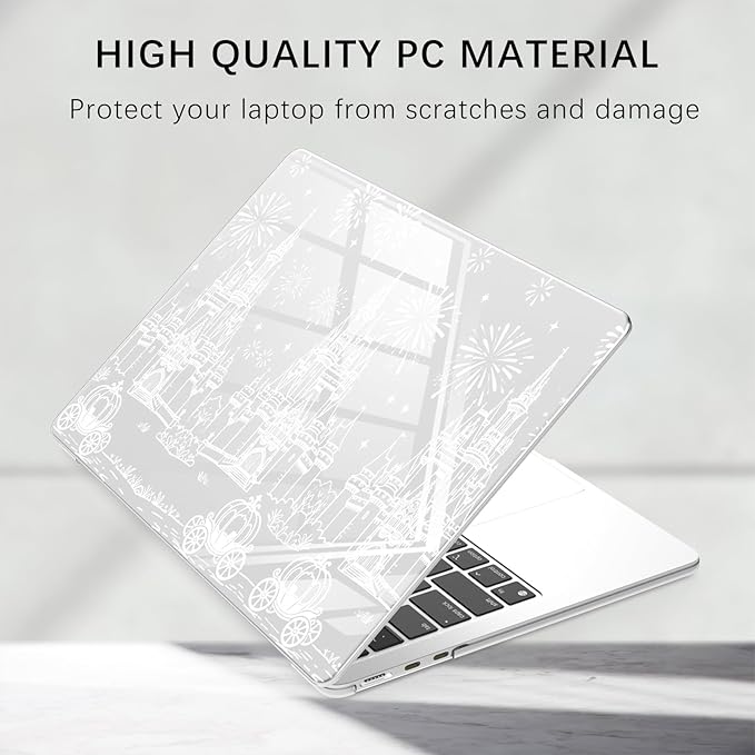 Compatible with MacBook Pro 14 inch Case M5 M4 M3 M2 M1 Pro/Max 2026-2021 A3427 A3426 A3434 A3112 A3185 A3401 A2918 A2992 A2779 A2442, White Castle Carriage Hard Shell Clear Cover