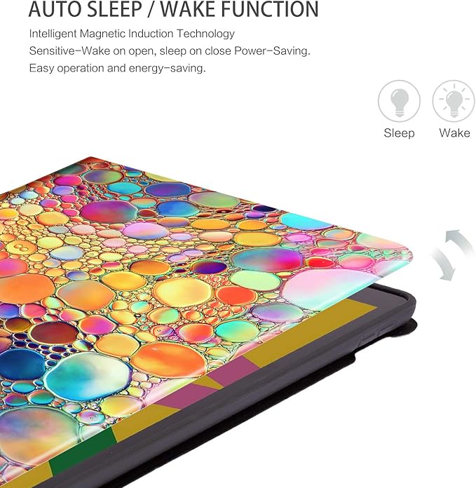 Case for iPad 9th Generation, for iPad 8th/7th Generation case, for iPad Case 9th Geneeration 10.2 Inch Multi-Angle Viewing with Adjustable Stand Auto Wake Sleep Function, Colored Art Bubbles