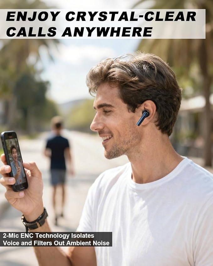 Wireless Earbuds,6.0 Bluetooth Headphones with 4 Mics Noise Cancelling,35H Playtime for Sports Work,AI Clear Calls,Zinc Alloy Fast Charging Case,Comfort Fit,Waterproof Ear Buds for iPhone Android iPad